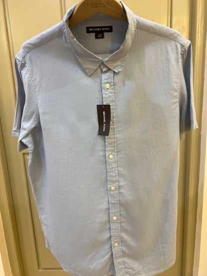 Michael Kors short-sleeve shirt features a button-down collar and a classic fit