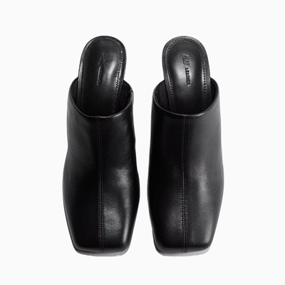 H&M Leather Heeled Mules — Black