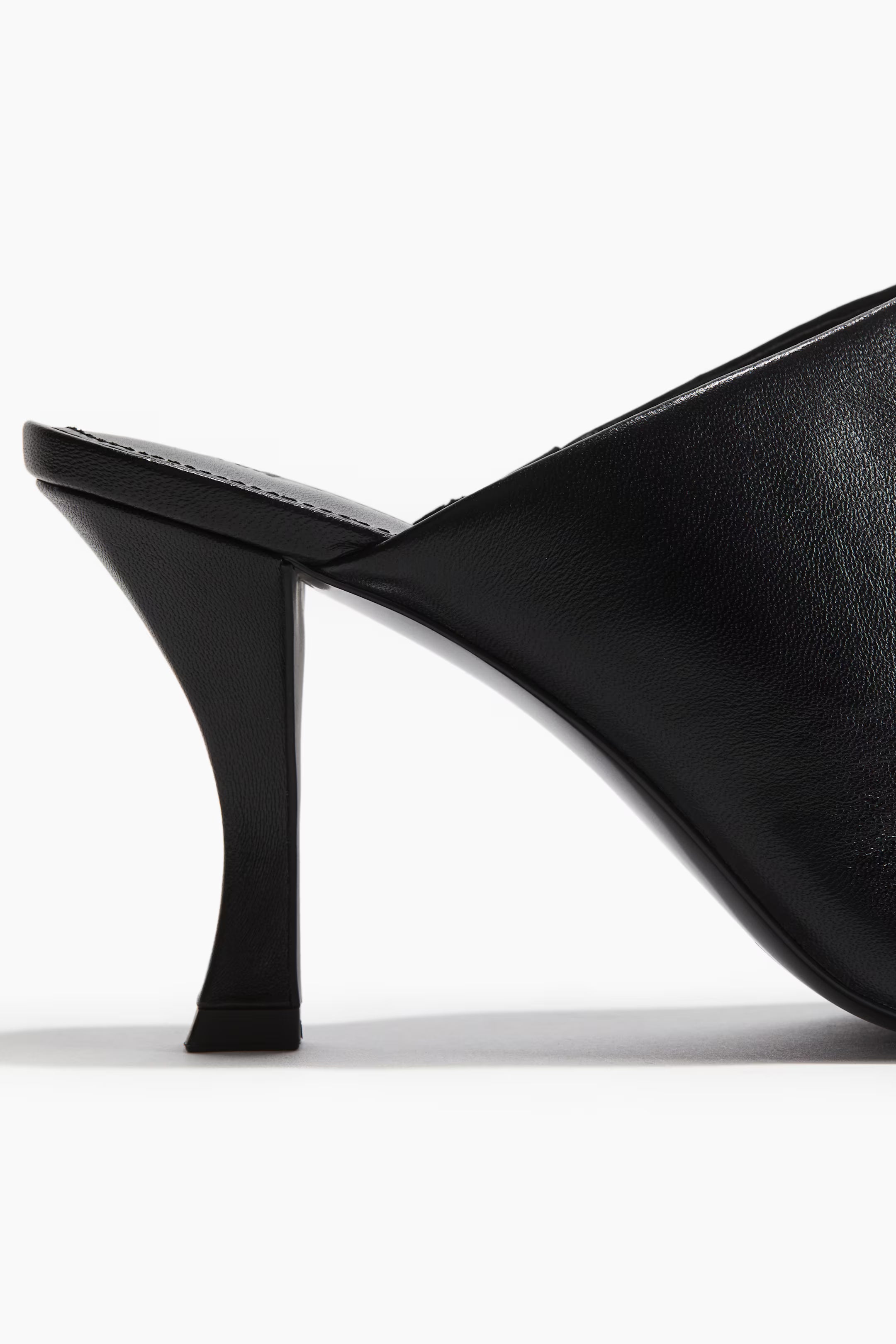 H&M Leather Heeled Mules — Black