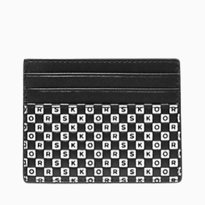 Henry Checkerboard Logo Leather Tall Card Case
