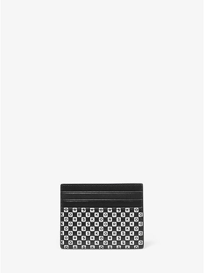 Henry Checkerboard Logo Leather Tall Card Case