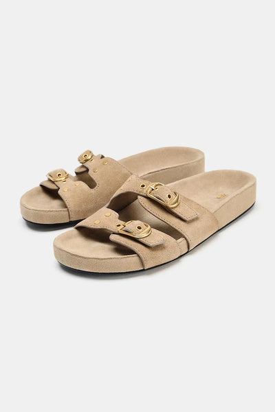 Zara split suede buckle sandals