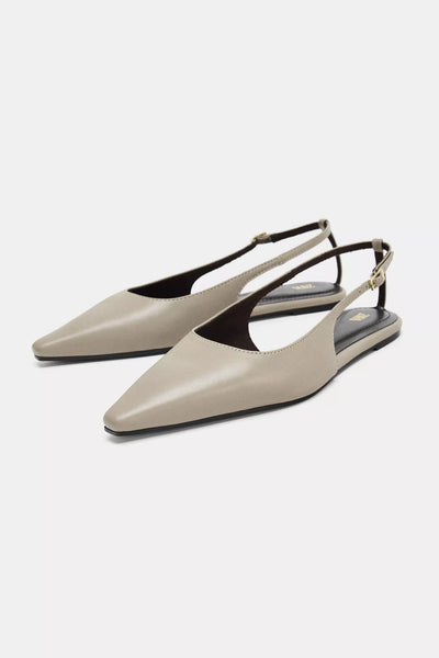 Zara Strappy Slingback Shoes — Taupe Grey