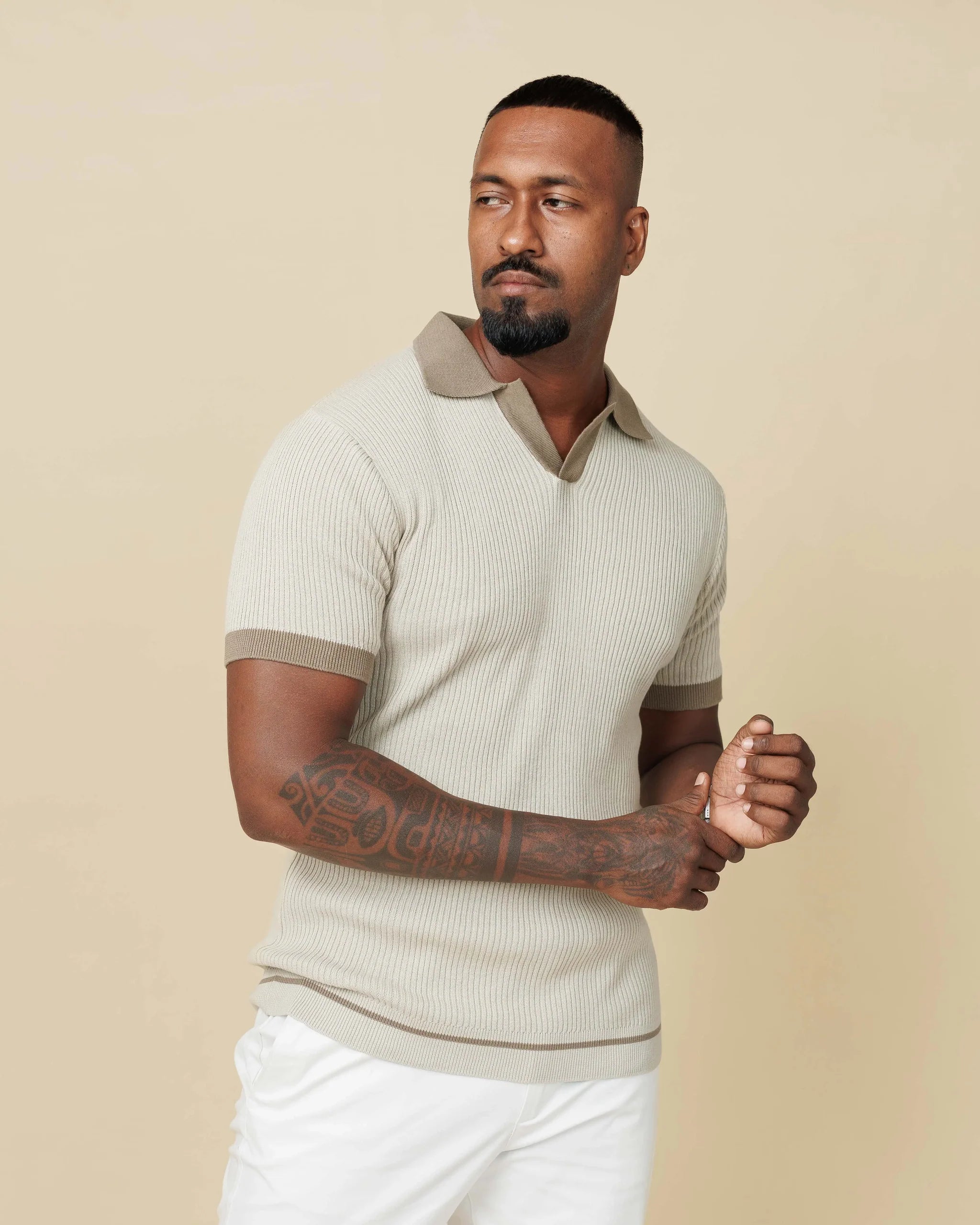 LCY Contrast Johnny Collar Polo