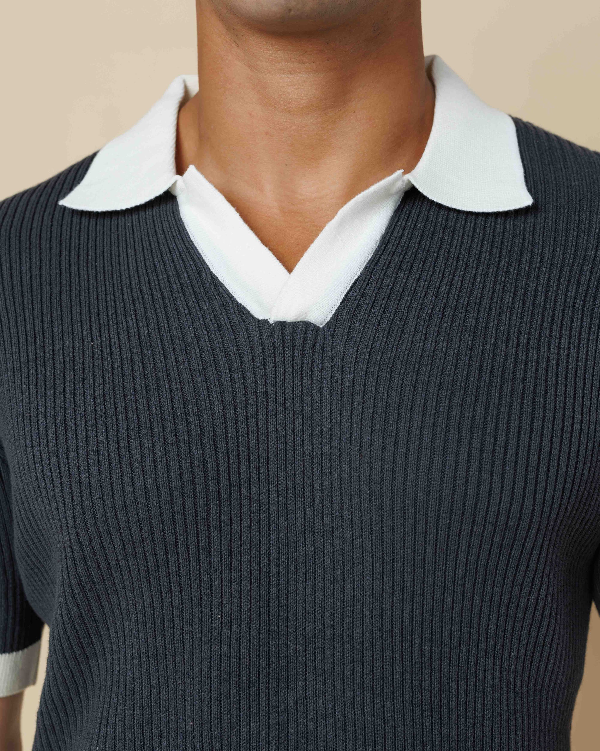 LCY Contrast Johnny Collar Polo