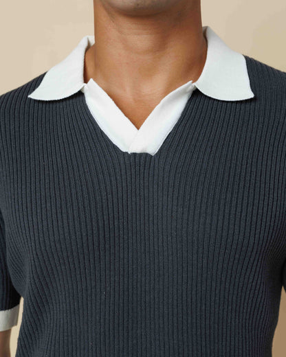 LCY Contrast Johnny Collar Polo