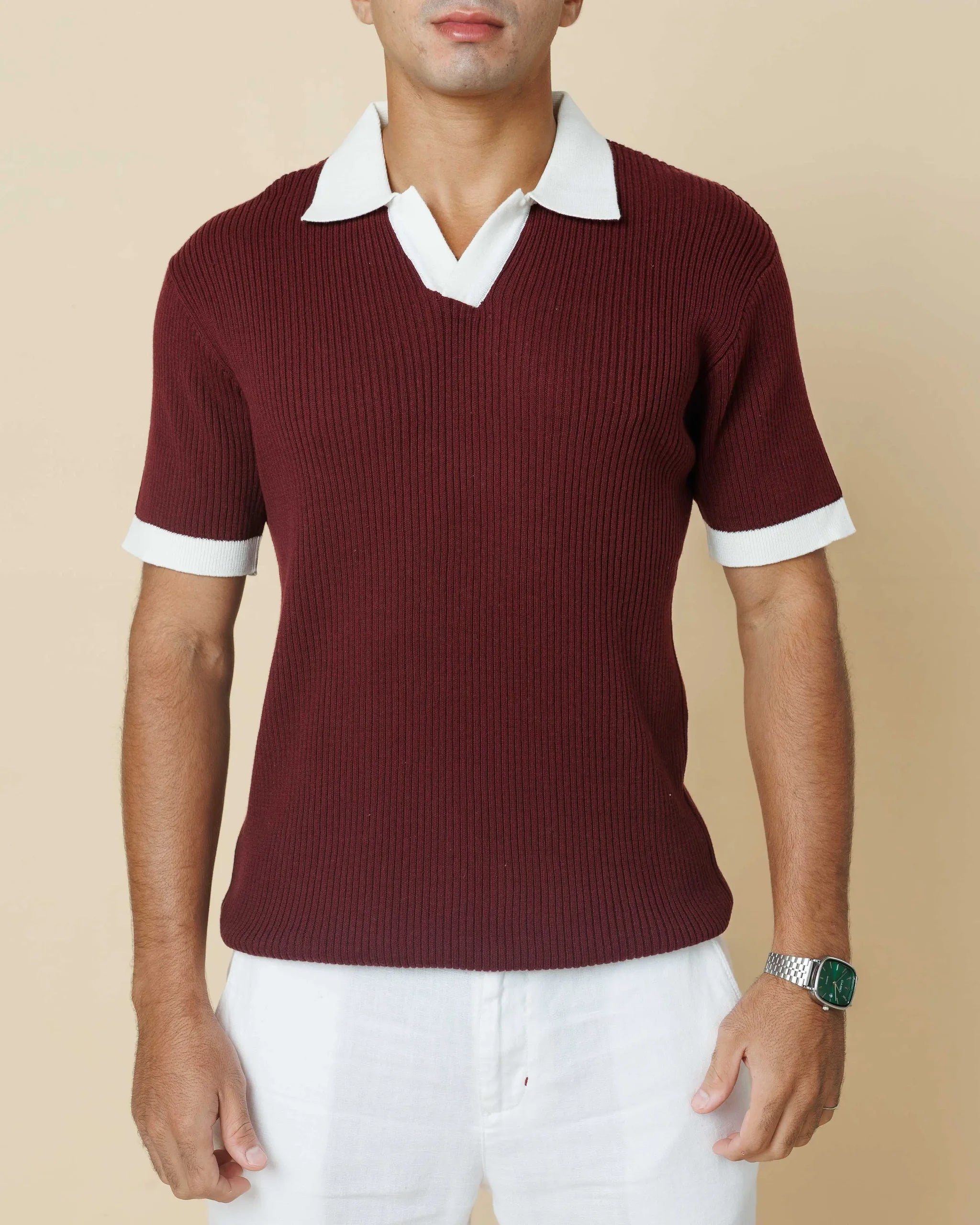 LCY Contrast Johnny Collar Polo