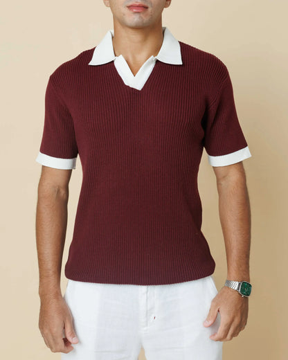 LCY Contrast Johnny Collar Polo