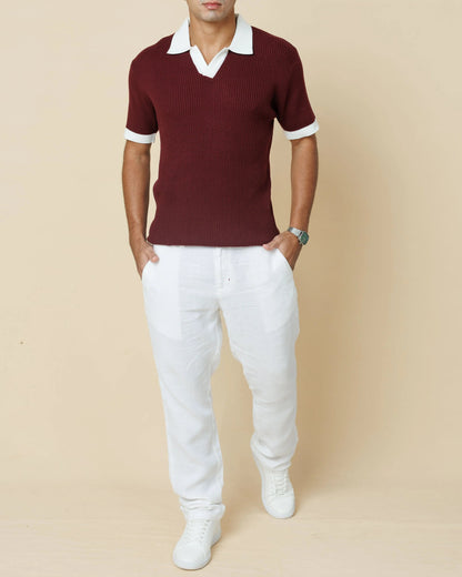 LCY Contrast Johnny Collar Polo