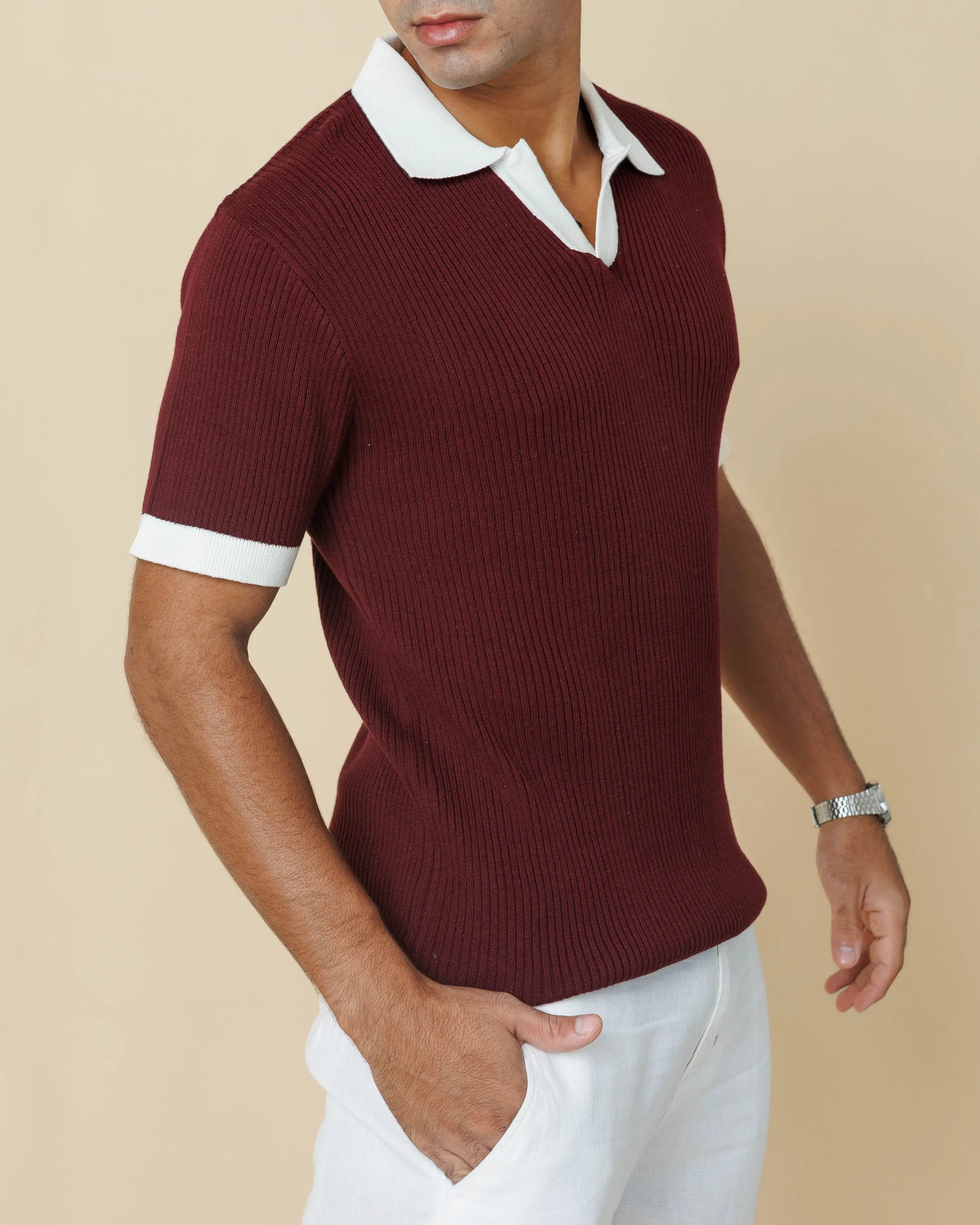 LCY Contrast Johnny Collar Polo