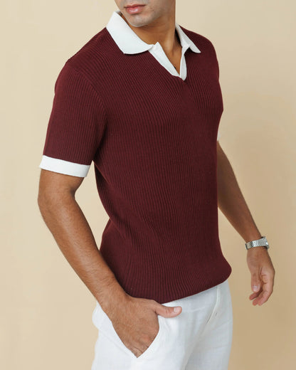 LCY Contrast Johnny Collar Polo