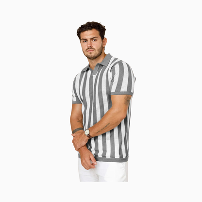 LCY Pure Cotton Stripped Knitted Polo Shirt