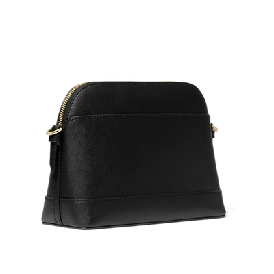 Large Saffiano Leather Dome Crossbody Bag Black Lavishloft Reference Framing 3 — rear angled view