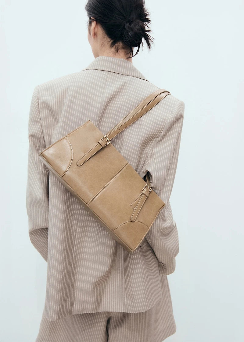 Mango Brown Shoulder Bag With Buckles