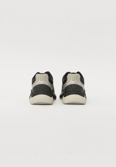 Michael Kors Leo Mixed-Media Trainer — Black/Taupe
