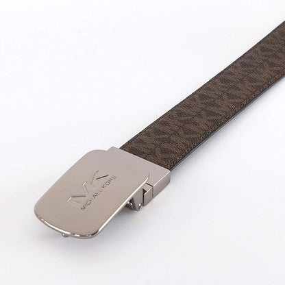 Michael Kors Men's Reversible Signature Logo Brown/Black Silver Belt