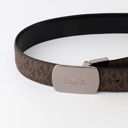 Michael Kors Men's Reversible Signature Logo Brown/Black Silver Belt