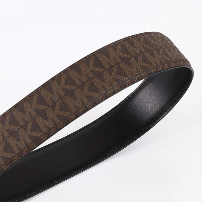 Michael Kors Men's Reversible Signature Logo Brown/Black Silver Belt