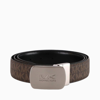 Michael Kors Men's Reversible Signature Logo Brown/Black Silver Belt