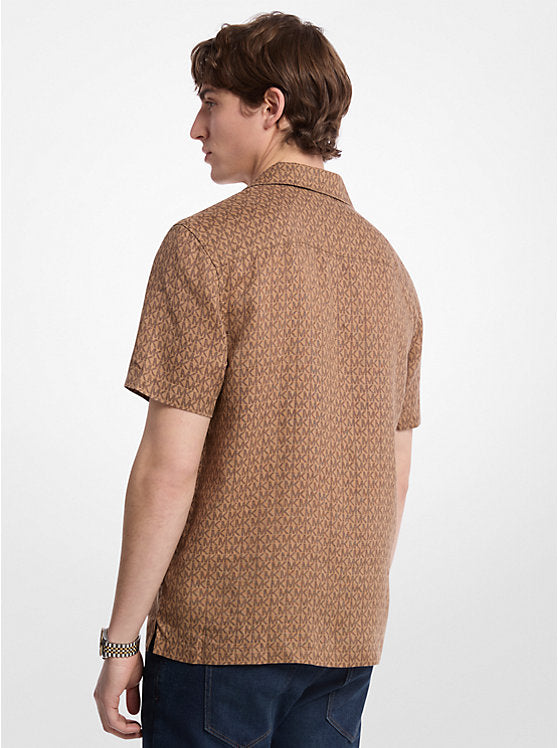 Michael Kors Signature Logo Linen Camp Shirt