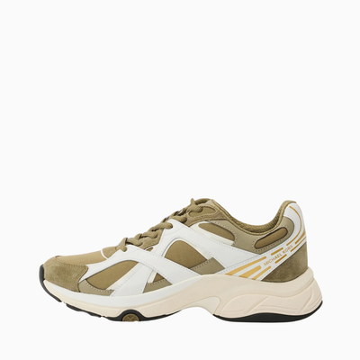 Michael Kors Leo Mixed-Media Trainer — Safari Green