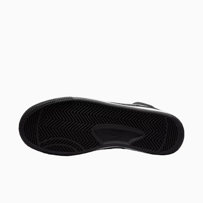 Black sneaker sole with brand logo on a white background