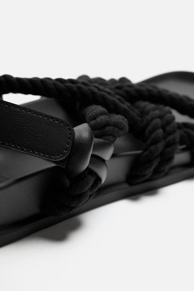 Zara Rope Sandals — Black