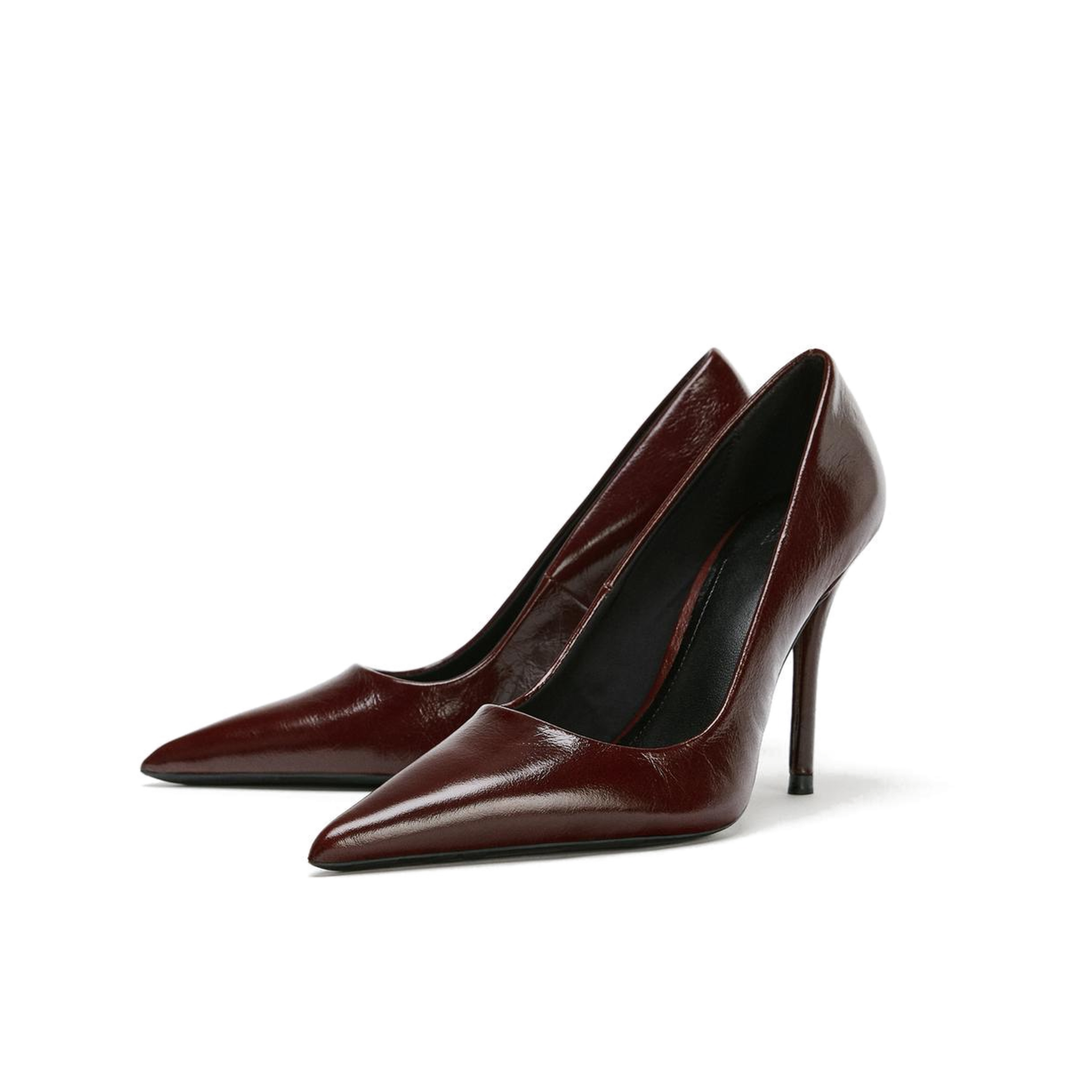 ZARA Leather High Heel Shoes Brown Lavishloft Exact Source 2 — pair view