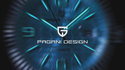 Pagani Design PD-YS027 automatic mechanical watch with an ice blue/sky blue honeycomb dial and a stainless steel integrated bracelet